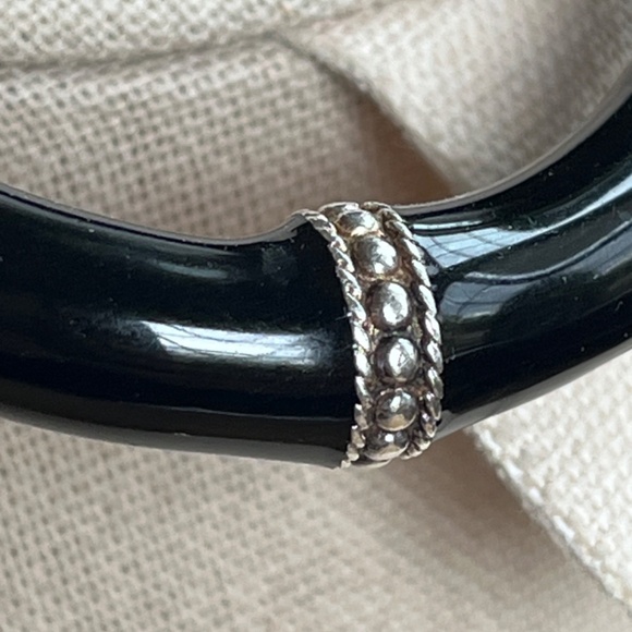 Arte d'Argento vintage sterling silver and enamel panther head hinged bracelet - Picture 14 of 15